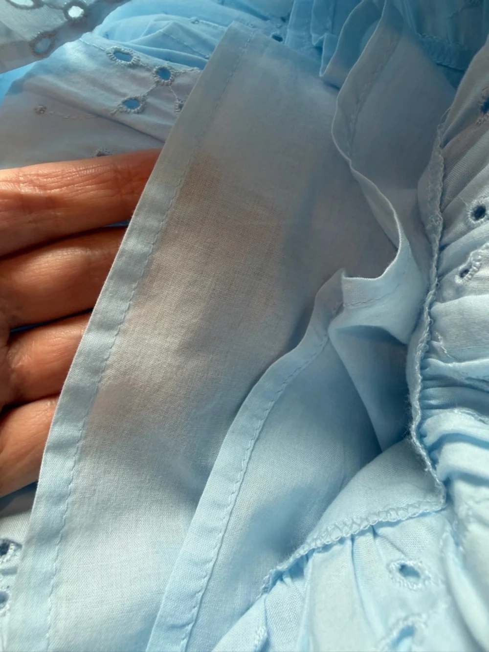 NWT J. Crew Factory Blue Eyelet Puff Sleeve Midi Dress - Size 4 - Picture 8 of 10